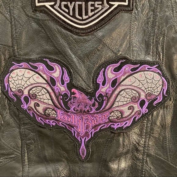 HARLEY DAVIDSON SZ L Rider Vest Leather Italian Stone Design w/ 3 Vest - Picture 8 of 15